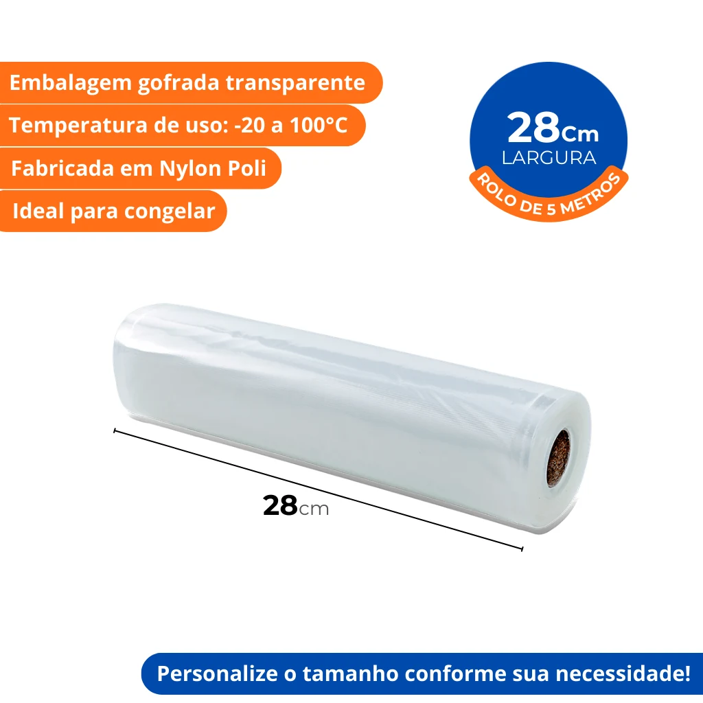 Bobina Gofrada para Seladora a Vácuo Portátil 28 x 500 cm Transparente Selovac LNS-RT2 - imagem 2