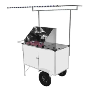 Carrinho de Tapioca Luxo Branco com Rodas Pneumáticas e Toldo Cefaz BL14P/T
