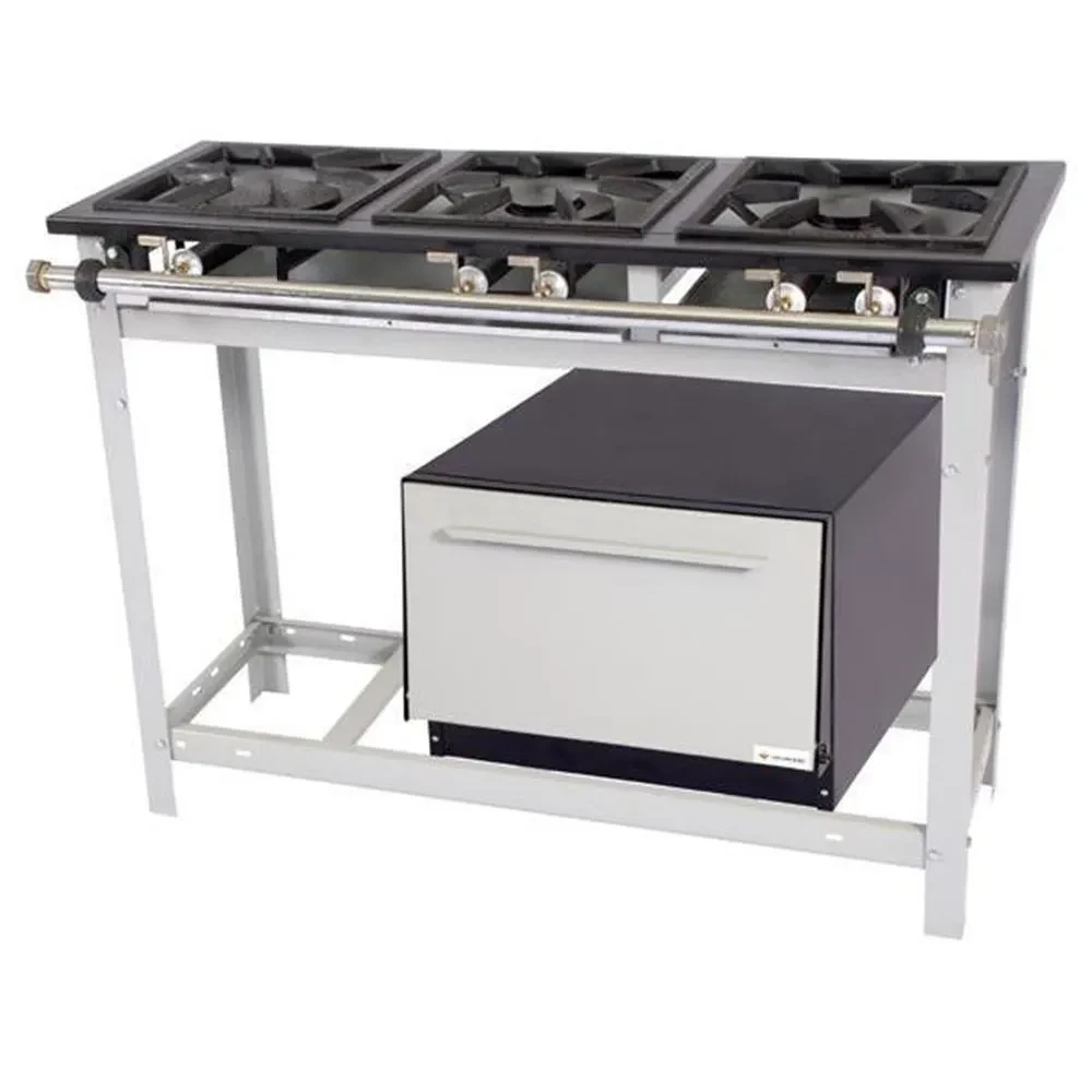 Fogão Industrial 3 Bocas com Forno Venâncio Extra E3D2F - 2 Bocas Duplas