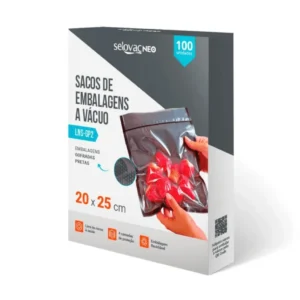 Saco Gofrado para Seladora a Vácuo 20 x 25 cm Transparente e Preto Selovac LNS-GP2 - Caixa com 100 Unidades