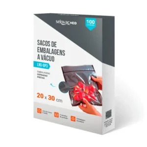 Saco Gofrado para Seladora a Vácuo 20 x 30 cm Transparente e Preto Selovac LNS-GP3 - Caixa com 100 Unidades