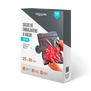 Saco Gofrado para Seladora a Vácuo 25 x 30 cm Transparente e Preto Selovac - Caixa com 100 Unidades