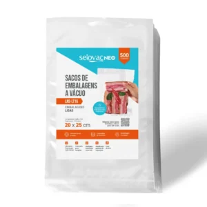 Saco Liso para Seladora a Vácuo com Câmara 20 x 25 cm Transparente Selovac LNS-LT16 - Pacote com 500 Unidades