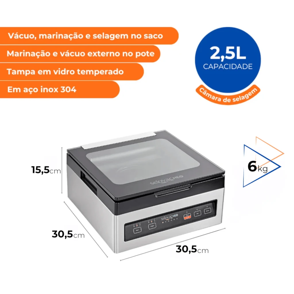 Seladora a Vácuo com Câmara Selovac Neo LNS25 250 W 127 V - imagem 2