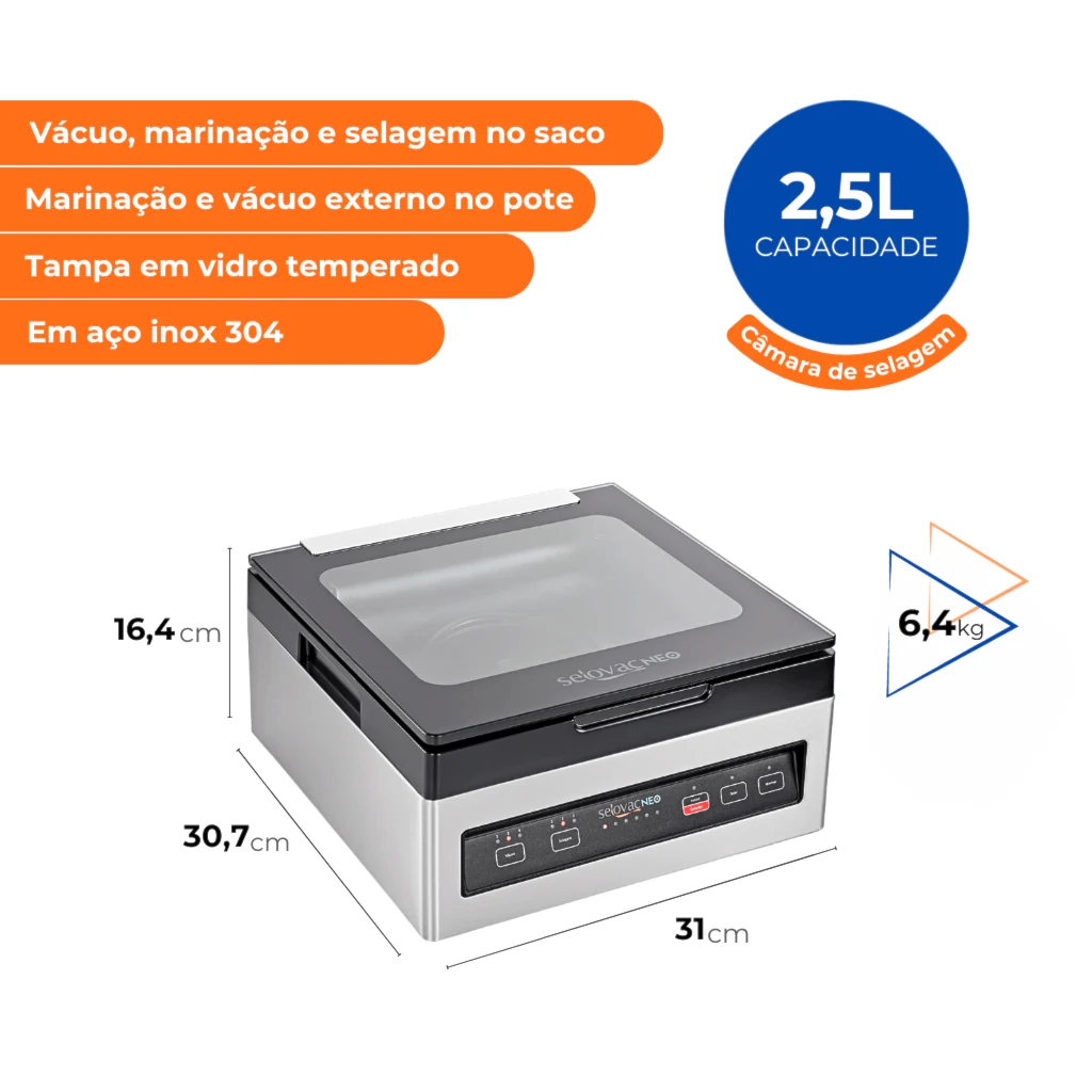 Seladora a Vácuo com Câmara Selovac Neo LNS25 250 W 220 V - imagem 2