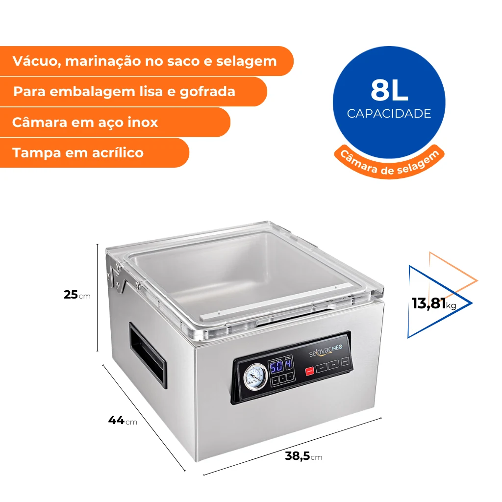 Seladora a Vácuo com Câmara Selovac Neo LNS80 380 W 220 V - imagem 2